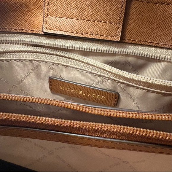 Michael Kors Monogram Shoulder Bag w/ MK Charm & Tortoise Chain Accents – Brown - Picture 13 of 16